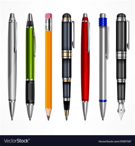 set  pens  pencils royalty  vector image