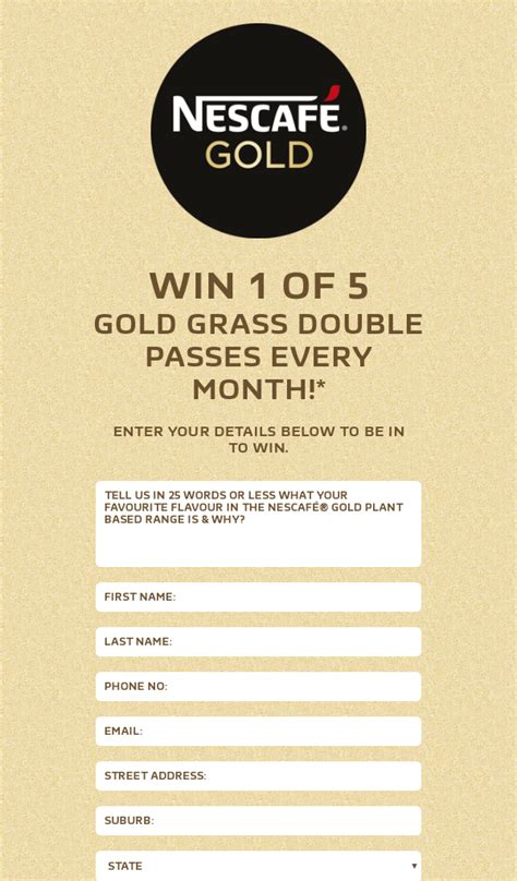 Nescafe Gold Win 1 Of 5 Gold Grass Double Passes Every Month