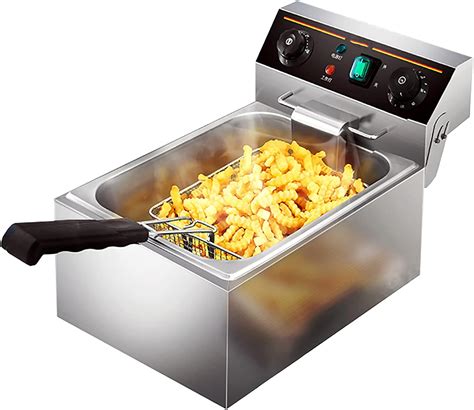 commercial electric fryer   stainless steel single deep fat fryer  food cooking