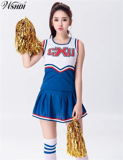 hot sale red blue sexy high school cheerleader costume cheer girls