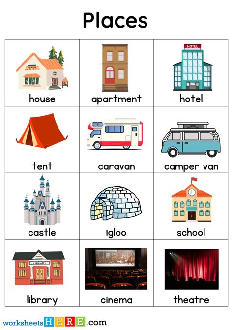 places names  pictures places flashcards  worksheets  kindergarten worksheetsherecom