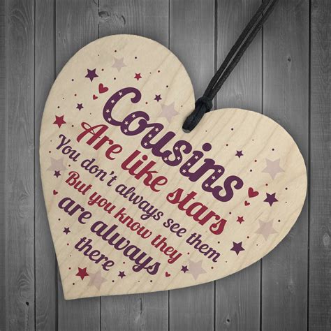 cousin heart plaque wooden cousin birthday card male female christmas