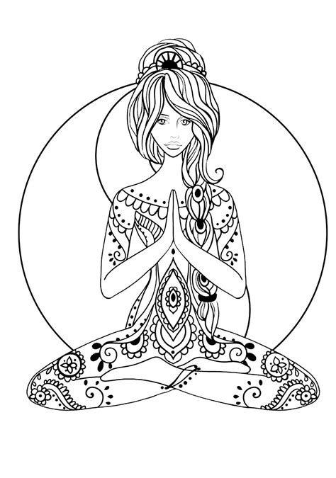 yoga zen  anti stress coloring pages  adults  color
