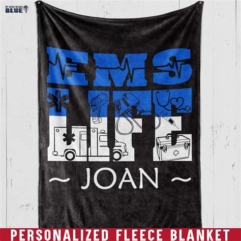 personalized fleece blanket ems life  hero wears blue