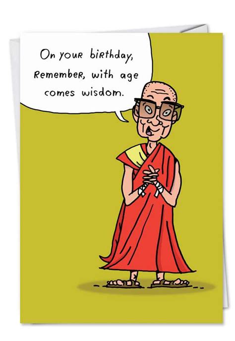 Funny Buddhist Monk Birthday Card