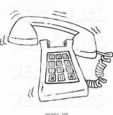 Phone Coloring Cartoon Ringing Desk Telephone Outlined Call Leishman Ron Vector Talking sketch template