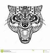 Wolf Zentangle Tattoo Stylized Sketch Shirt Avatar Preview sketch template