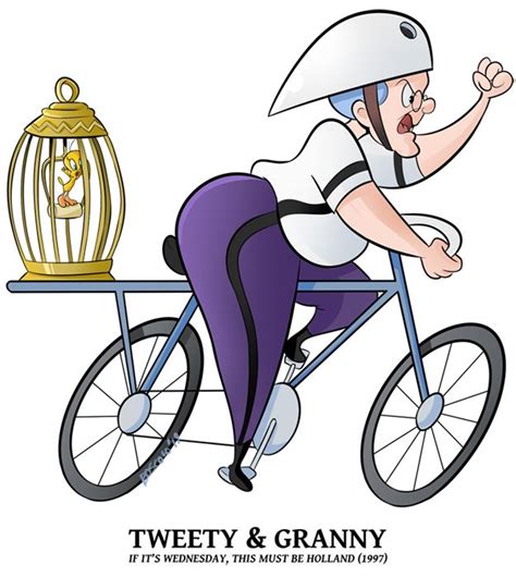 Tweety And Granny Riding A Bike Looney Tunes Art