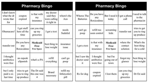 Pharmacy Bingo Pharmacy Fun At Work Pharmacist