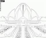 Temple Lotus India Delhi Worship House Drawing Colouring Coloring Printable Monuments Pages Indian Asia Drawings Building Gif Oncoloring Paper sketch template
