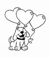Coloring Balloons Heart Cute Pages Puppy sketch template