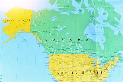 politieke kaart van canada en de verenigde staten stock afbeelding