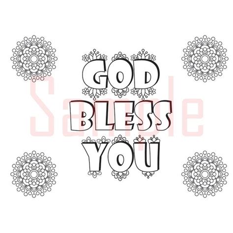 words god bless  adult coloring page  sueathcs  etsy