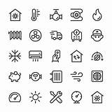 Cooling Icons Vector Heating Line sketch template