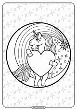 Unicorn Coeur Licorne Coloringoo Imprimer Donut sketch template