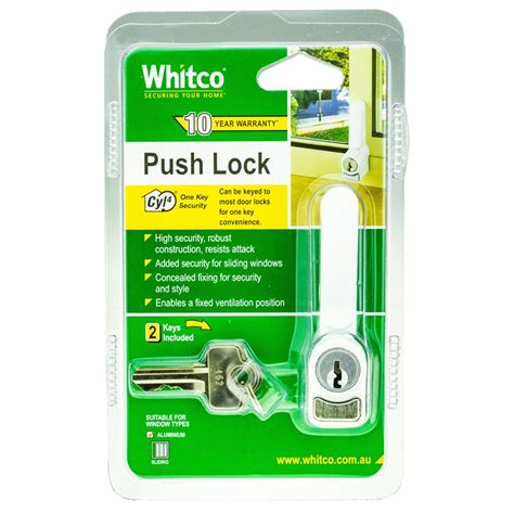whitco sliding window push lock white bunnings warehouse