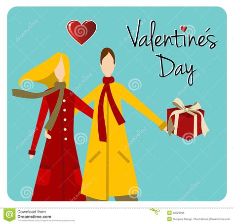 happy couple valentines day greeting card stock vector illustration