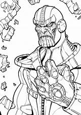 Thanos Coloring Drawing Pages Color Kids sketch template