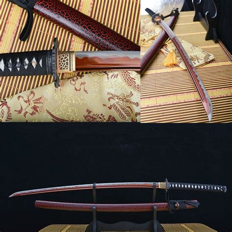 handmade katana samurai japanese sword real katana swords for sale red