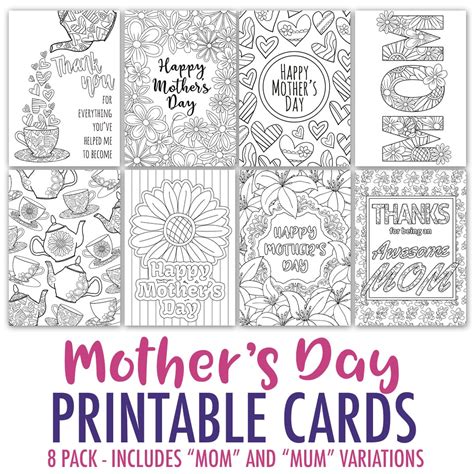 mothers day coloring cards  pack sarah renae clark coloring