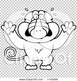 Scared Monkey Baboon Outlined Coloring Clipart Cartoon Vector Cory Thoman sketch template