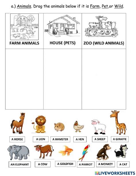 farmpet  wild animals worksheet animal worksheets animal