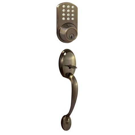 milocks antique brass keyless entry deadbolt  door handleset lock  electronic digital