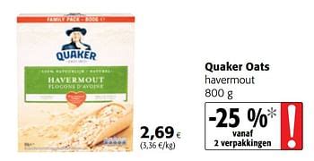 quaker quaker oats havermout promotie bij colruyt