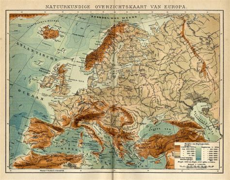 natuurkundige overzichtskaart van europa een antieke kaart van europa door winkler prins uit