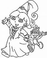Dora Princess Nickelodeon Coloriage Princesse Jr Kleurplaat Getcolorings Exploradora Uitprinten Momjunction Primanyc Blaze sketch template