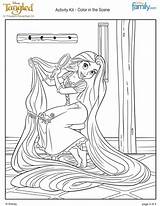 Rapunzel Coloring Pages Tangled Hair Disney Printable Long Print Brushing Princess Kids Her Girls Sheets Book Sheet sketch template
