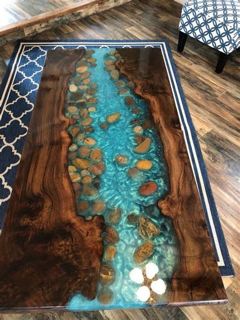 resin  edge coffee table stunning river table stone