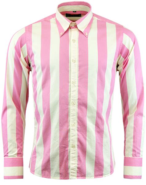 Madcap England Eton Retro 1960s Mod Candy Stripe Shirt In Pink