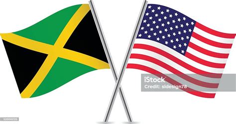 american and jamaican flags vector stock illustration download image