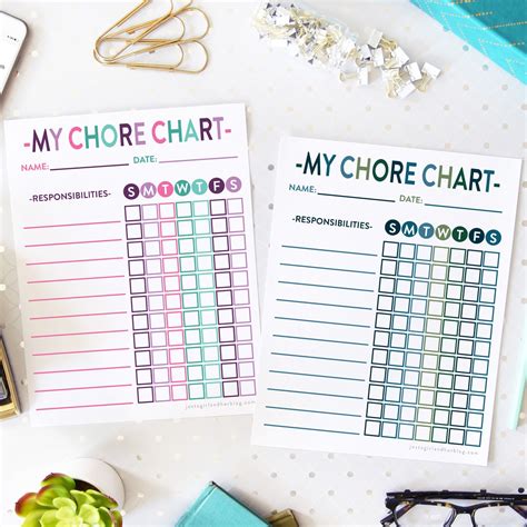 printable chore charts  kids grab