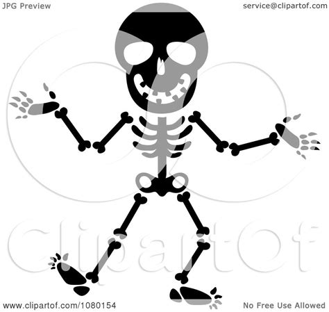 clipart black and white happy skeleton royalty free
