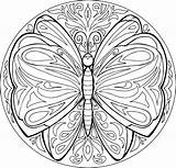 Mandala Farfalla Mariposa Coloriage Coloritura Tao Diksha Papillon Vecteur Iconos sketch template