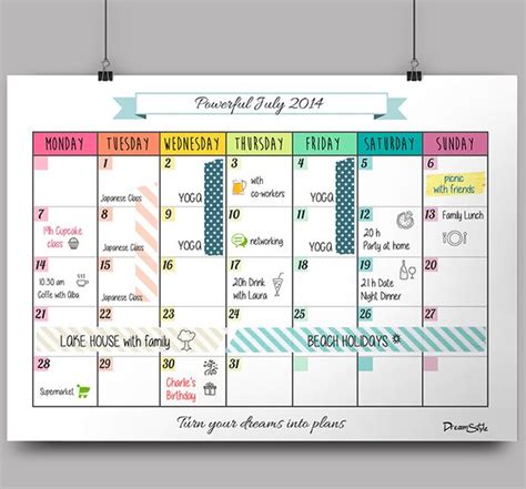 calendar monthly planner  printable  behance calendar monthly