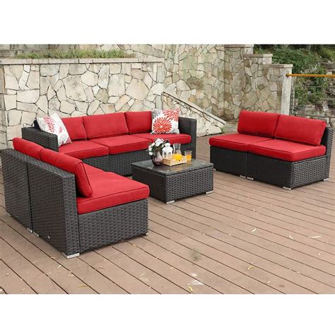 phi villa 8 piece wicker patio outdoor sectional sofa