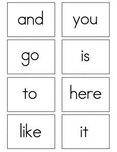 kindergarten sight words flash cards