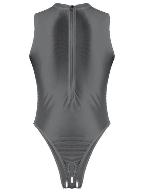 Women S Swimsuit Lingerie Glossy Sleeveless Crotchless Bodysuit One