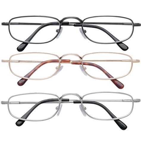 unisex spring hinge reading glasses set of 3 multi
