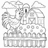 Ferme Fence Grange Colorier Coq Pigeon Tracteur Gorilla Preschoolcrafts Granja Adulte Savoir sketch template