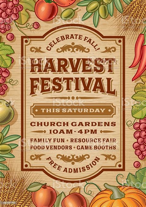 vintage harvest festival poster stock illustration download image now
