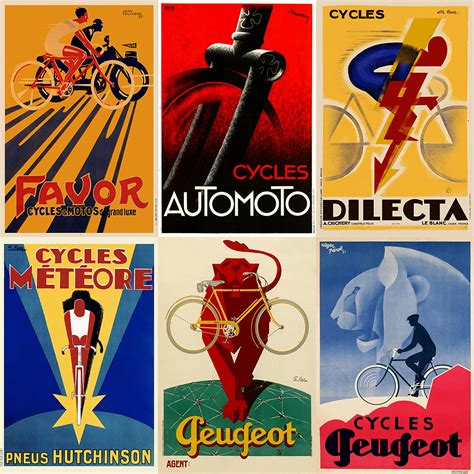 Art Deco Vintage Cycling Poster Set