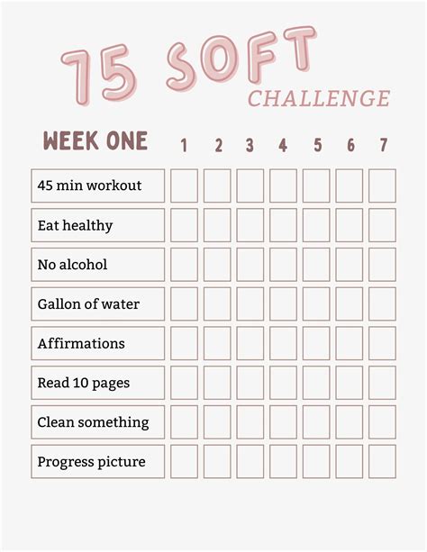 soft challenge checklist daily habit tracker digital schedule etsy