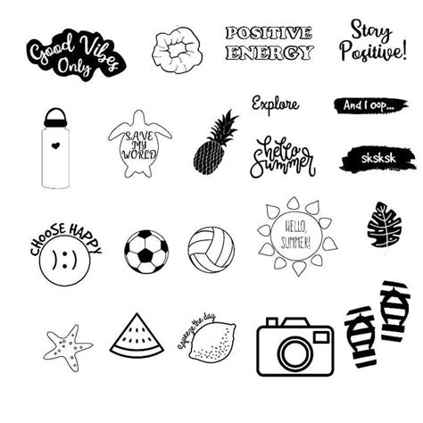 aesthetics stickers coloring page   black  white stickers
