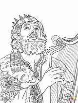 Harp Davi Tocando Kleurplaten Koning Harpa Kleurplaat Entitlementtrap Supercoloring Speelt Biblia Honthorst Gerard sketch template