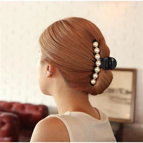 fashion hair clips imitation white pearl hair claw clip elegant hair