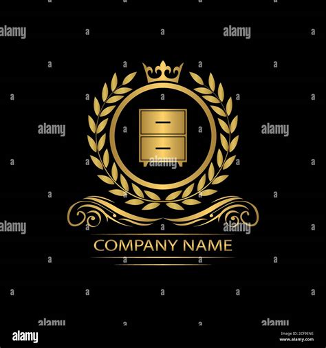 furniture logo template luxury royal vector company decorative emblem  crown stock vector